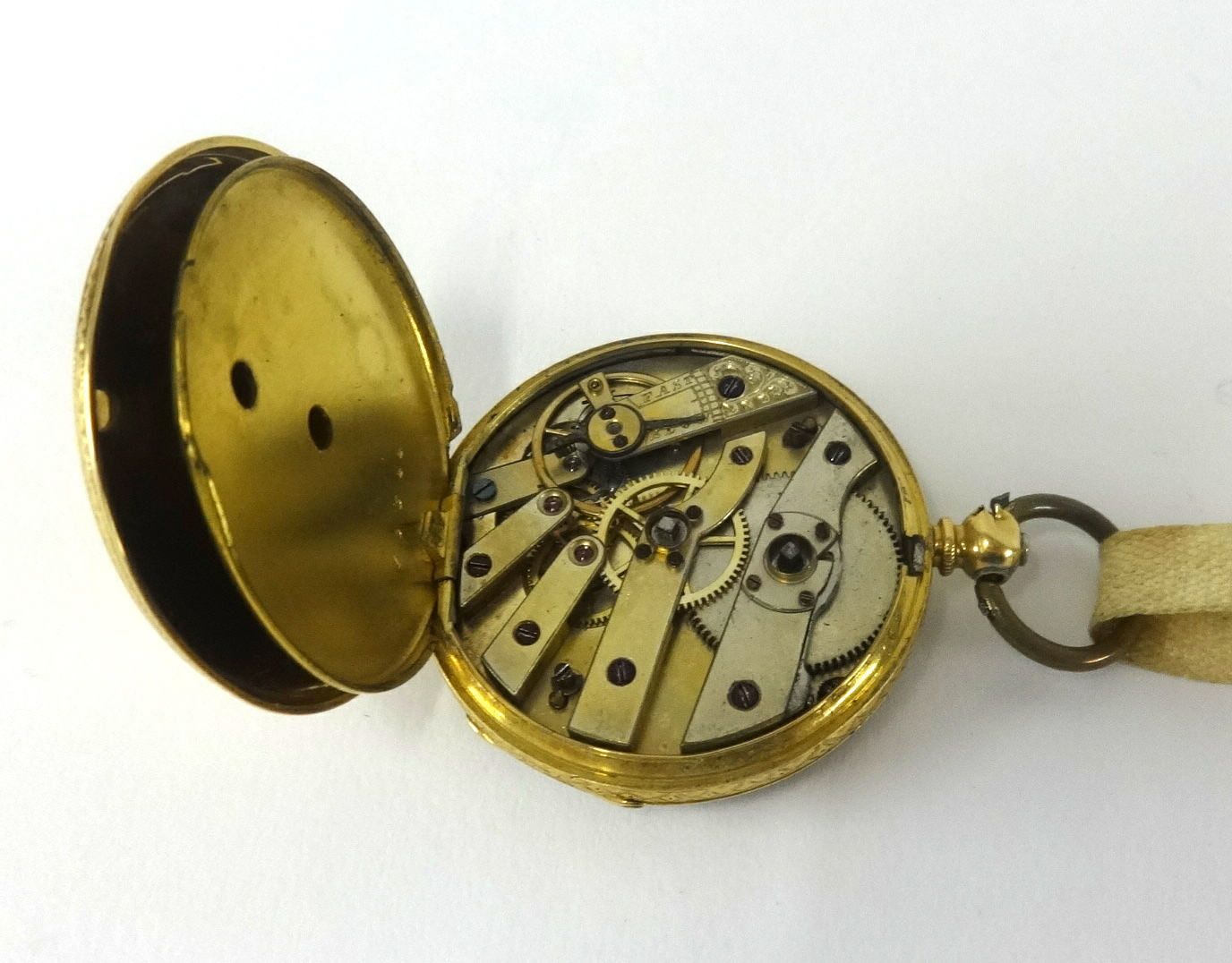 An 18ct antique open face pocket watch with keyless movement, chased back plate and roman numerals - Image 2 of 2