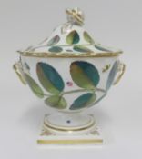 A 19th century porcelain 'Blind Earl' style stem bowl and cover, marked 'Chamberlains, New Bond