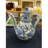 A 20th century Chinese blue and white porcelain coffee pot.