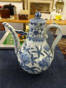 A 20th century Chinese blue and white porcelain coffee pot.