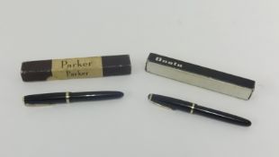 Parker, a fountain pen with 14ct nib No.25, boxed together with another fountain pen (2).
