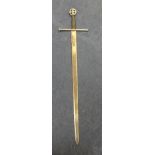 A replica Spanish Catholic King two handed sword, 48 inches overall, stainless steel, fully tempered
