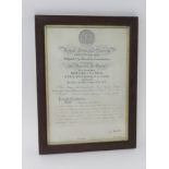 A certificate 'The Royal Humane Society', presented to Steven Saunders for his rescue of a man