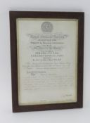 A certificate 'The Royal Humane Society', presented to Steven Saunders for his rescue of a man