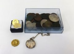 A collection of various mainly foreign coins including 1977 50 francs, some English coins also