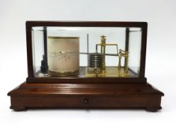 Barograph, Short and Mason, London, No J22435 in mahogany case fitted with drawer, width 37cm.