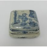 A Oriental stoneware square box and cover, height 6.5cm.