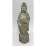 An Asian carved wood standing Buddha, height 59cm.