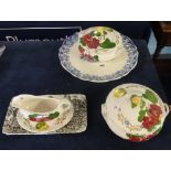 Doulton 'Davenport' platter, two tureens, sauce boat and sadnwich plate
