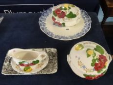 Doulton 'Davenport' platter, two tureens, sauce boat and sadnwich plate