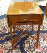 A early 20th century mahogany drop flap side table fitted with a single drawer and tray.