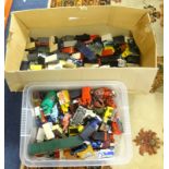 A large collection of assorted unboxed and loose diecast models, the contents of three large boxes.