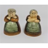 A pair of later 20th Century Royal Doulton reissue salt and pepper pots modelled as a lady and