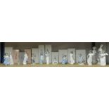 A collection of 13 Nao figures (list available), one Lladro figure (Patito Cuello Alto (Little Duck)