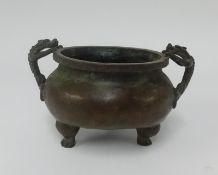 A Chinese bronze censor, diameter 11.5cm, height 9cm.