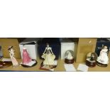 Coalport figure 'Ladies Day Alice' together with three other porcelain figures including Worcester