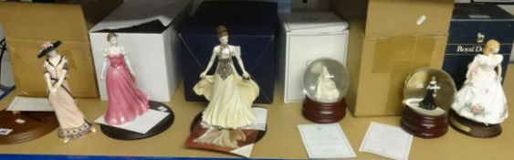 Coalport figure 'Ladies Day Alice' together with three other porcelain figures including Worcester