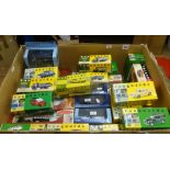 A collection of mainly Vanguards and diecast car models boxed, also some Days Gone track side models