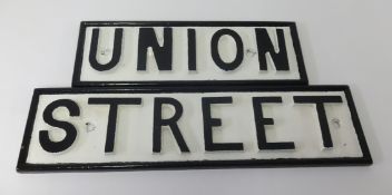 An original street sign, 'Union Street, Plymouth', overpainted, reputedly from a commercial premises