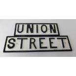 An original street sign, 'Union Street, Plymouth', overpainted, reputedly from a commercial premises