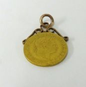 A Geo III 1817 gold full sovereign mounted as a pendant.