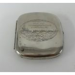 A German WWII white metal cigarette case with scene marked 'Hohenzollernbruke'.