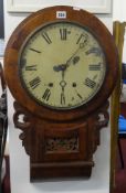 A 19th century walnut drop dial wall clock.