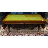 A reproduction drop flap coffee table together with a three drawer bedside chest.