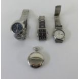 Three Seiko watches and another.