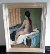 Marcel Dyf (French, 1899-1985), oil on canvas 'Nude Sitting', 60cm x 50cm.
