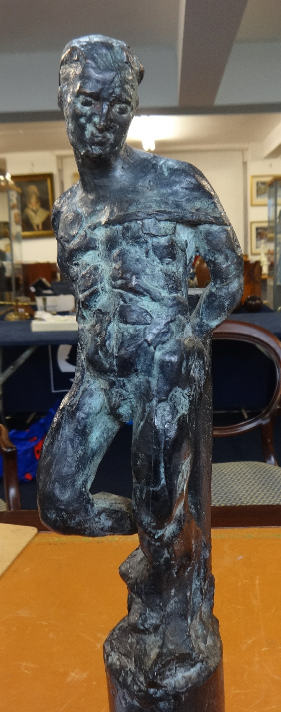 Andrew Lacey (Contemporary artist, studio-foundry in Devon) a bronze figure of a male study, signed, - Image 2 of 2