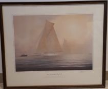 Tim Thompson The America's Cup, signed print, 73cm x 63cm