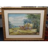 Stan. K. Mitchell (Plymouth Artist) watercolour, signed, 'Harvest Scene', 55cm x 77cm.