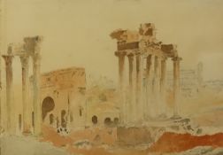 John Miller (1931-2002) attrib, original watercolour 'Roman Ruins', 27cm x 38cm, not signed.