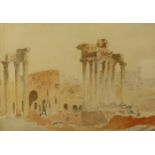 John Miller (1931-2002) attrib, original watercolour 'Roman Ruins', 27cm x 38cm, not signed.