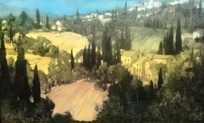 Richard Craig, oil on canvas 'A Hillside n Tuscany', 95cm x 137cm.