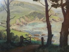 Roy Stringfellow, pastel, 'Cornish Coastline', probably Polperro, signed 47cm x 63cm.