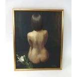 Piran Bishop, oil on canvas 'Rear facing Nude', APII, 40cm x 50cm.