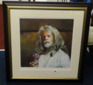 Robert Lenkiewicz (1941-2002) 'Self Portrait holding Rose 1998', signed, No.330/500, size