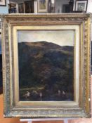 Thomas Creswick (1811-1869) oil on board with paper label verso 'Scene in the Peak District,