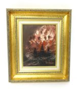 Ben Maile (1922-2017) oil on canvas, 'Smoke and Flames Crimea War', 25cm x 20cm, signed,