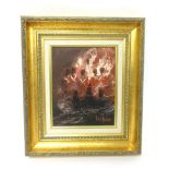 Ben Maile (1922-2017) oil on canvas, 'Smoke and Flames Crimea War', 25cm x 20cm, signed,