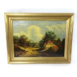 Victorian School, oil on canvas 'Figures in a rural Landscape', 39cm x 54cm.