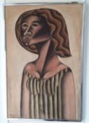Jack Hooper (Amercian 1928 - 2014) 'Cubist Woman' 1961 oil on canvas, Jack Hooper was a painter,