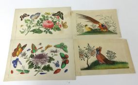 A collection of 13 antique Chinese hand painted rice paper paintings, each approx 18cm x 13cm,