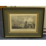 A collection of nine old Plymouth antiquarian prints by Thomas Allom, each 18cm x 13cm, including