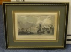 A collection of nine old Plymouth antiquarian prints by Thomas Allom, each 18cm x 13cm, including
