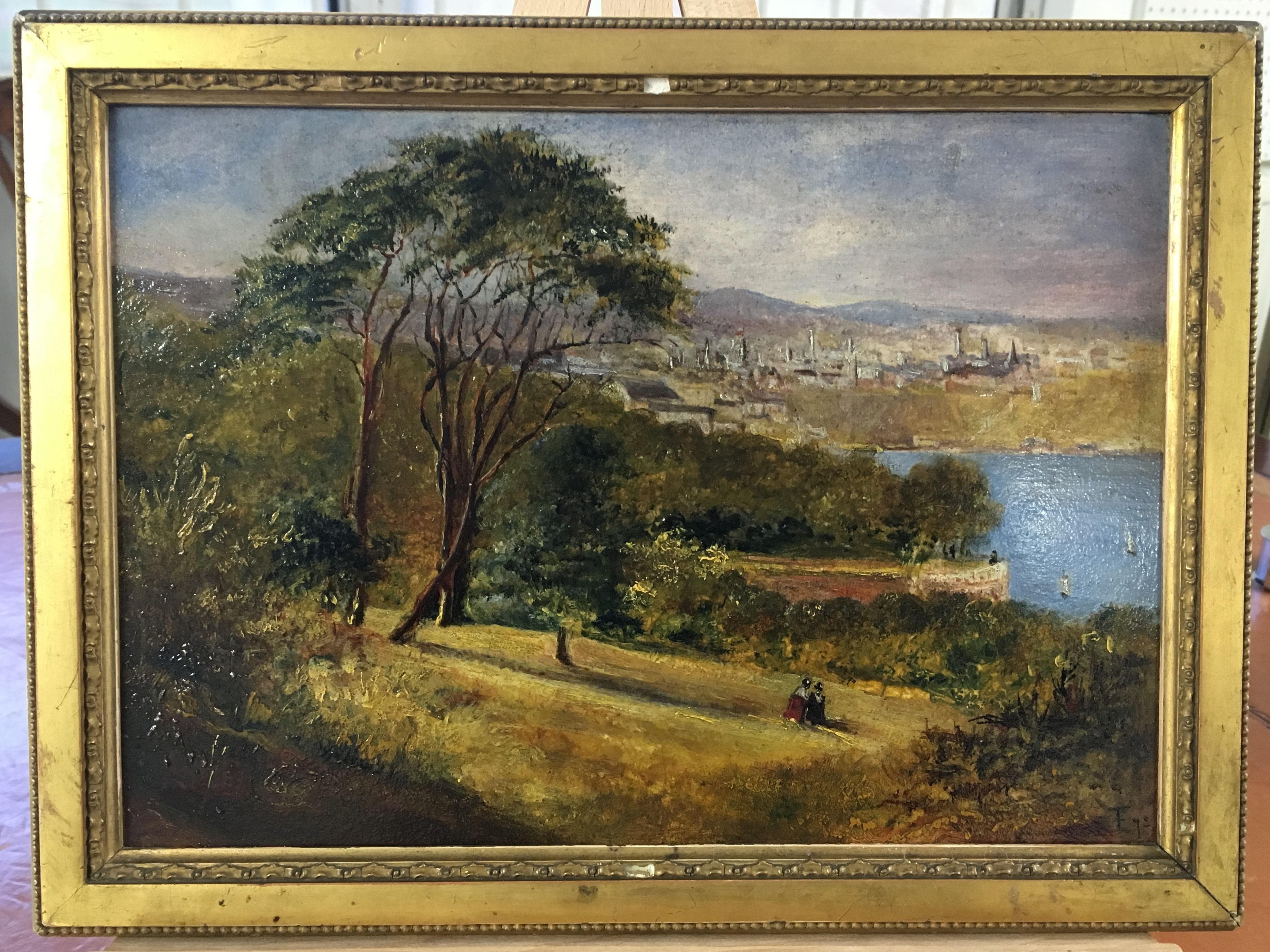 A 19th Century English School oil on panel indistinctly monogrammed, 'View from Mount Edgcumbe