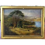 A 19th Century English School oil on panel indistinctly monogrammed, 'View from Mount Edgcumbe