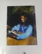 Robert Lenkiewicz (1941-2002), print 'Anna Reading at the House', mounted and unframed.
